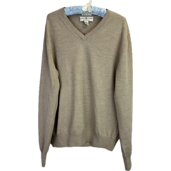 Fairway & Greene Italian Merino Wool Men’s V-Neck Beige Long Sleeve Golf… - Picture 1 of 6